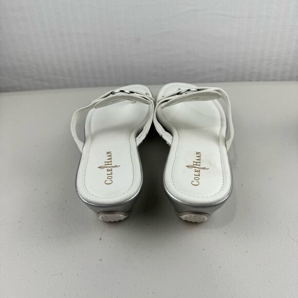 Cole Haan Original Grand Wedge Nike Air White Leather Sandals Women's Size 9.5B - Picture 4 of 10